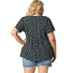 thumbnail image 5 of Women's Plus Size V Neck Ruffle Hem Short Sleeve Cinched Waist Floral Peplum Top Navy 4X, 5 of 7