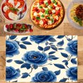 thumbnail image 2 of Amarainy Blue Rose Pattern Linen Table Mats Set Of 4 For Home Kitchen Table Decor 12x18 inch, 2 of 5