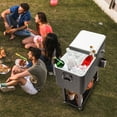 thumbnail image 5 of GoDecor 80 Quart Rattan Patio Rolling Cooler with Shelf Cooling Cart, 5 of 6