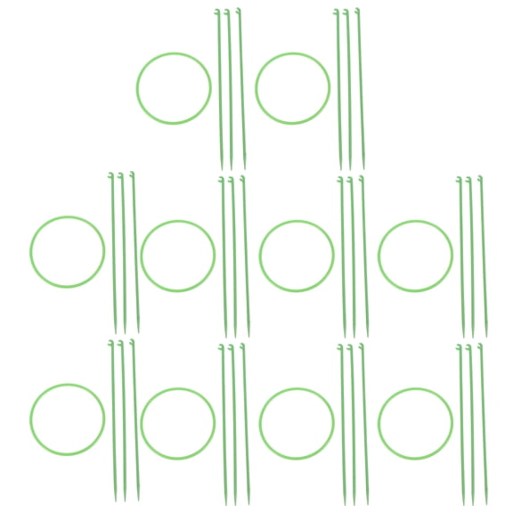 10 Sets Plant Support Cage Single Layer Flowers Leaf Ring Rack with Fixing Rods