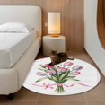 thumbnail image 2 of Round Rugs 3.3Ft, Pink Tulip Floral Round Area Rug Washable Indoor Throw Carpet, Spring Flowers Romantic Modern Art Soft Non Slip Circle Rug for Laundry Room Patio Home Decor Aesthetic, 2 of 8