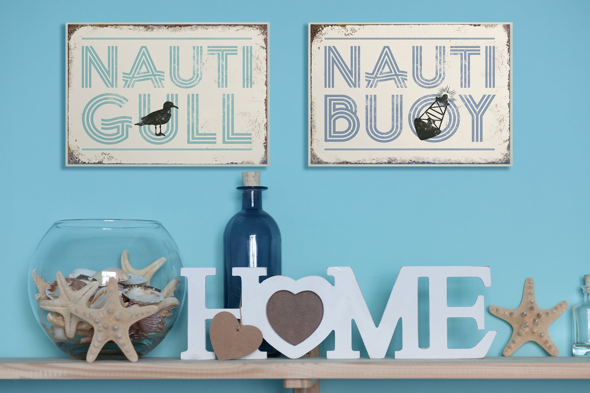 The Stupell Home Decor Collection Nauti Gull Funny Ocean Beach Typography Oversized Wall Plaque Art, 12.5 x 0.5 x 18.5