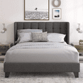 thumbnail image 6 of Einfach Queen Linen Fabric Platform Bed with Upholstered Wingback Headboard, Dark Grey, 6 of 8
