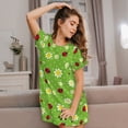 thumbnail image 3 of Pofeuu Daisies And Ladybugs Print Women's Loose Fit Short Sleeve Nightgown, Comfortable Sleep Dress for Women, Casual Lounge Sleepwear, Soft Cotton Sleep Dress, 3 of 6
