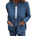 thumbnail image 6 of Women's Zip Up Knit Cardigan Lightweight Long Sleeve Stand Collar Sweater Outwear Coat with Pockets, 6 of 8