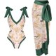 thumbnail image 1 of Traje de baño de mujer de cintura alta de una pieza bikini falda larga conjunto push up barriga control monokini sexy traje de baño, 1 of 4