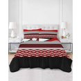 thumbnail image 2 of Quilts Full Size Bedding Set, Red Black Grey Stripes Lightweight Quilted Comforter, Abstract Lines Geometric Modern Soft Reversible Bedspread Coverlet with Pillow Covers for All Season, 78" x 90", 2 of 7