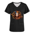 thumbnail image 5 of lcziwo Womens Scrub Tops 2025 Mardi Gras Printed Summer Shirts Stretchy V Neck Short Sleeve Nursing Scrubs Blouse with Pockets Black XL Gifts for Mom, 5 of 6