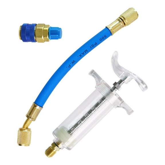 CSYANXING 30ml AC Injector with 13mm Quick Coupler R134A Oil Dye for Automotive HVAC Systems Leak Detection Repair