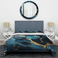 thumbnail image 3 of Designart "Abstract Marble Mosaic in Gold and Sapphire Blue V" Abstract Bedding Covert Set - Abstract Gold Modern Bed Set With 2 Shams, 3 of 5