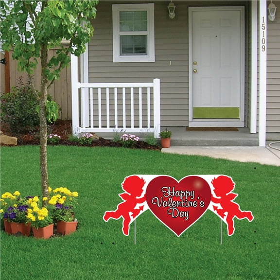 Happy Valentine's Day Cupids 2' x 4' Yard Sign, Valentine's Day Decorations