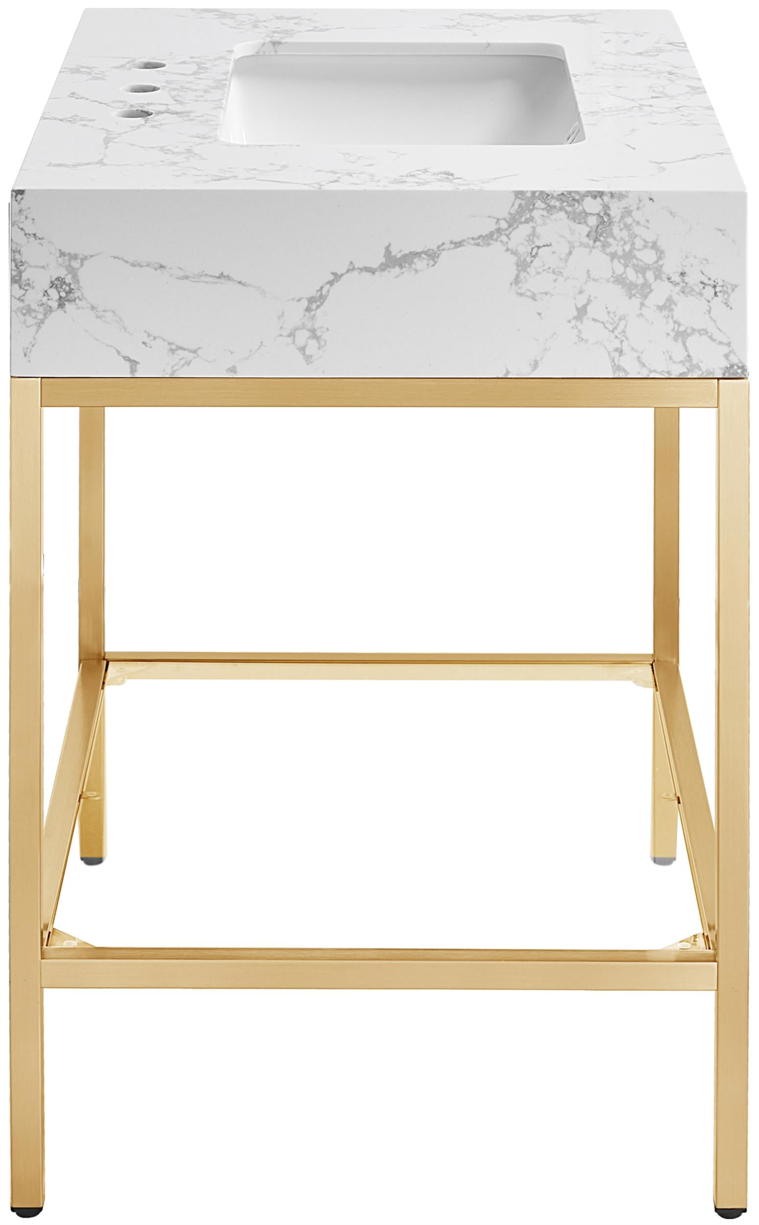 Meridian Furniture Marmo White Engineered Stone Bathroom Vanity