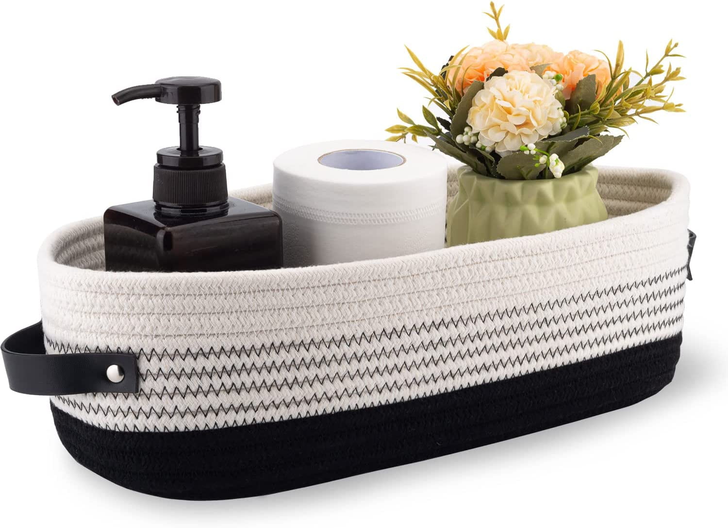 Oradrem Cotton Rope Toilet Basket Bathroom Decor Baskets, Toilet Paper Holder Basket, Farmhouse