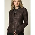 thumbnail image 5 of Made by Johnny Women's Faux Leather Jacket with Hoodie XXL COFFEE, 5 of 6