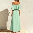 thumbnail image 5 of HONHUZH Womens Wedding Guest Dresses Plus Size Off the Shoulder Solid Color Chiffon High Waist Evening Dress, 5 of 8