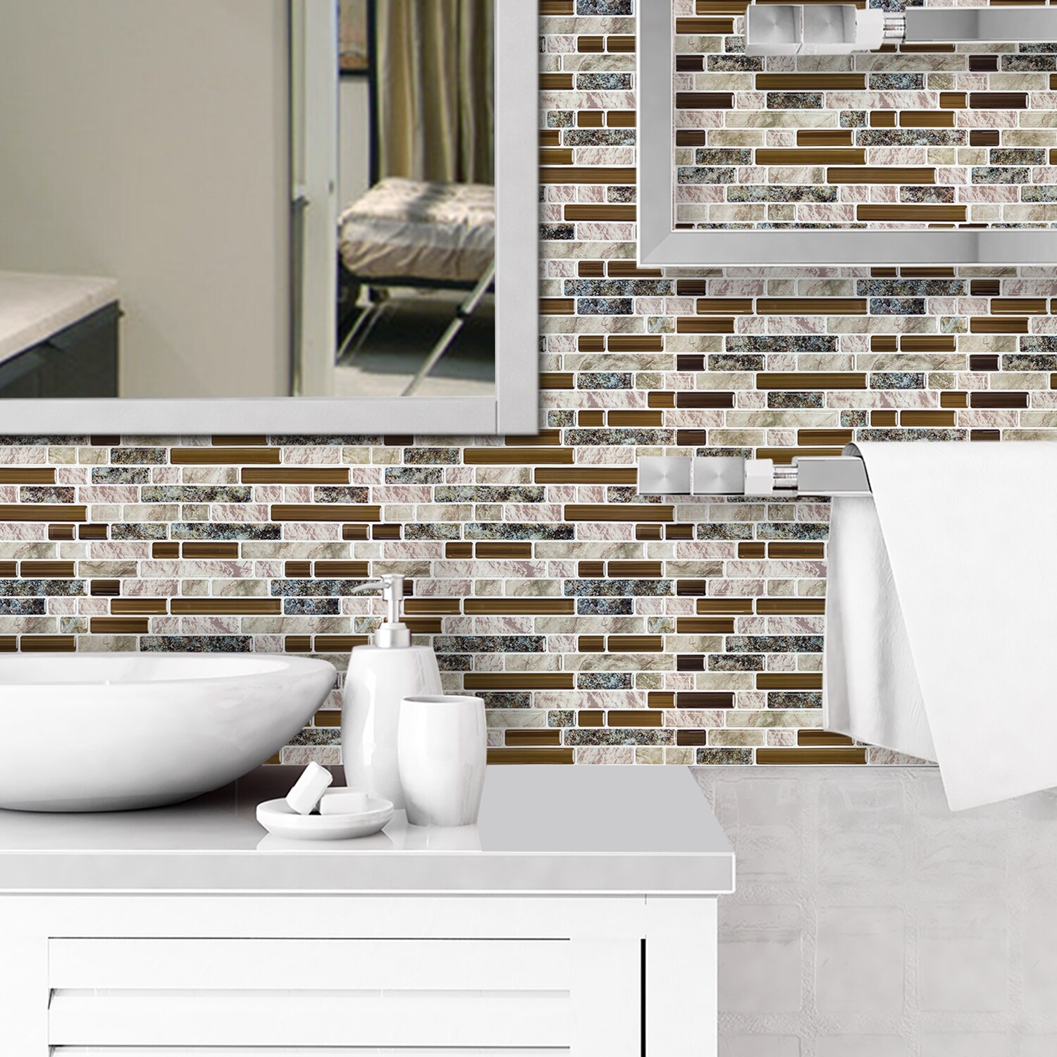 clevermosaics Peel and Stick Tile Panels for Kitchen and Bathroom, 10 Sheets