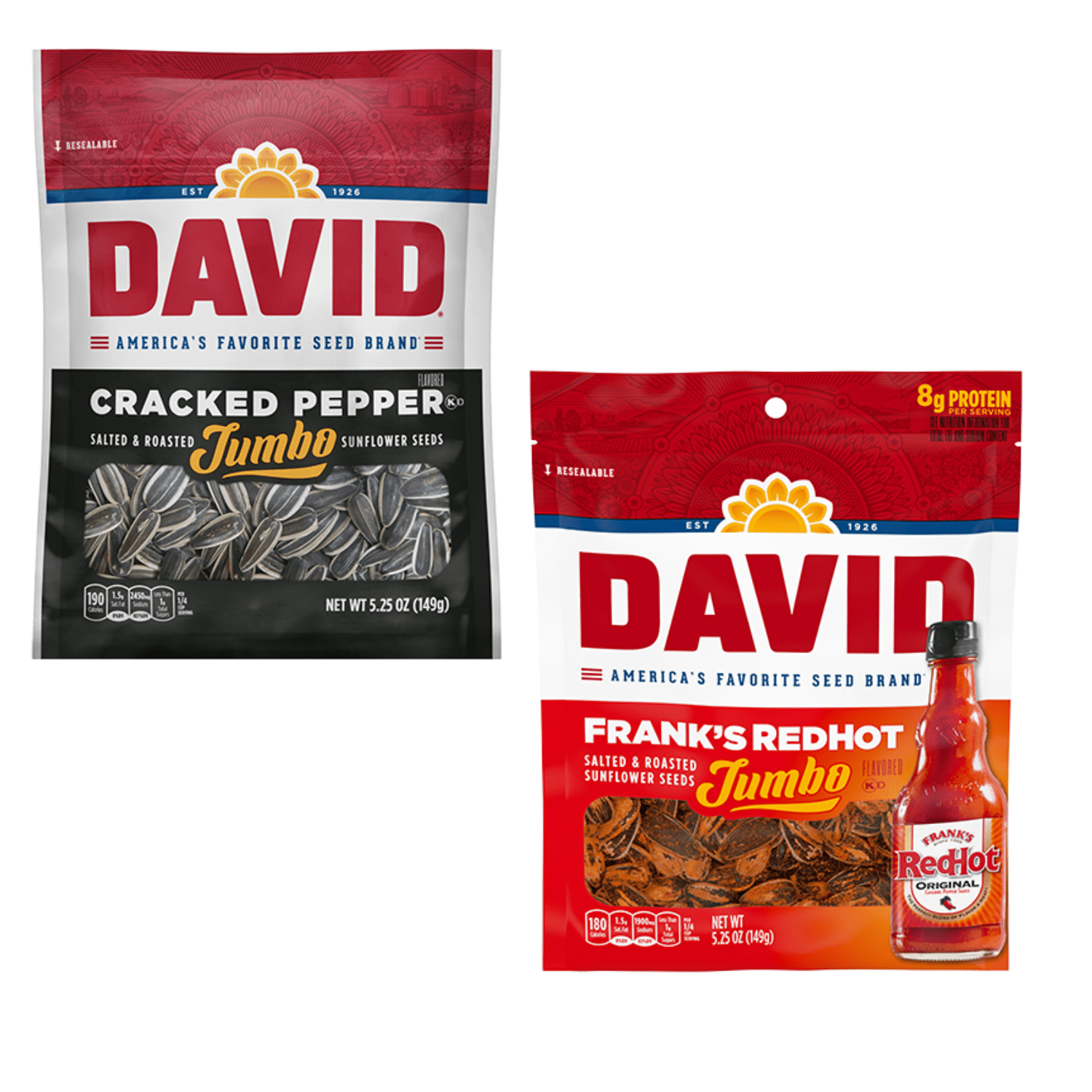 David Sunflower Seeds Jumbo Variety 2 Pack includes Cracked Pepper and