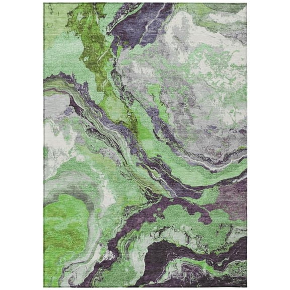 HomeRoots 625444 10 x 14 ft. Green & Charcoal Abstract Washable Transitional Indoor & Outdoor Rectangle Area Rug