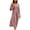 Pink - Sundresses, variant on qolati Cotton Linen Dress for Women Fall 3/4 Sleeve V Neck Solid Color A-Line Dress Casual Loose Fit High Waist Pleated Work Dresses
