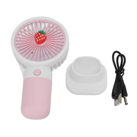 

Dioche Handheld Fan Cartoon Strawberry Look USB Charging Portable Rechargeable Fan with Lanyard Mini Fan
