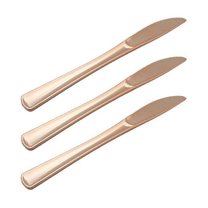 Exquisite Premium Rose Gold Plastic Silverware - Heavy Duty Cutlery - 20 Rose Gold Plastic Knives