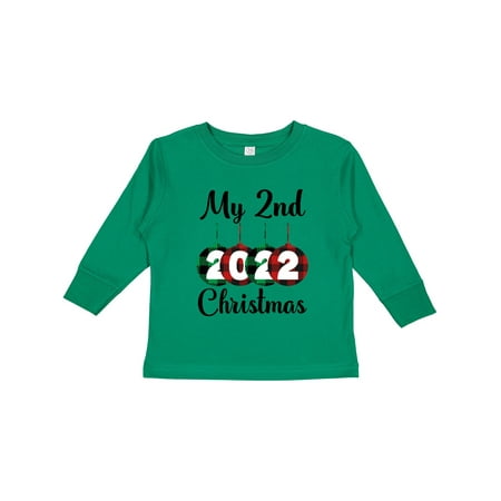 

Inktastic My 2nd Christmas 2022 Buffalo Plaid Gift Toddler Boy or Toddler Girl Long Sleeve T-Shirt