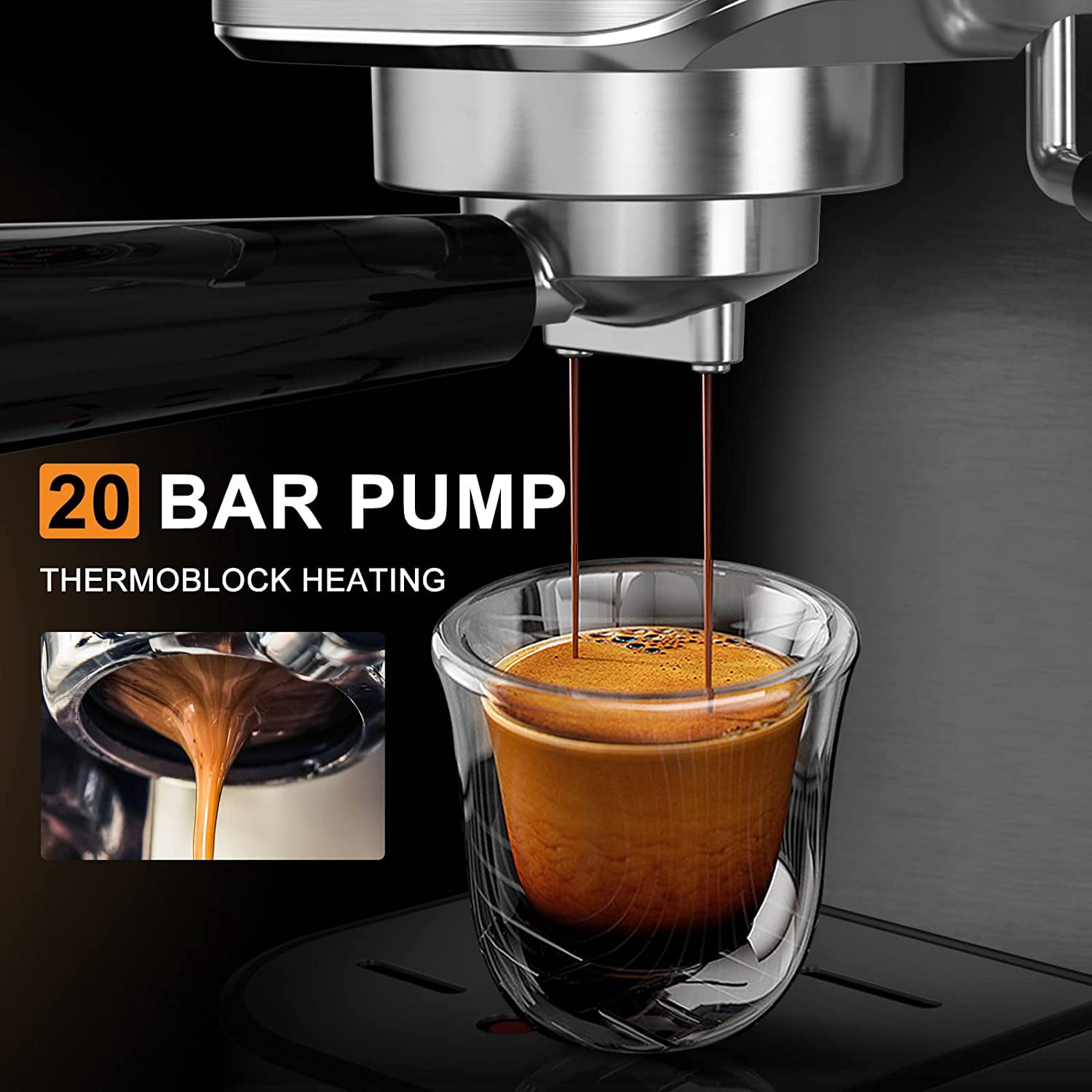  ICUIRE Máquina de café expreso, 20 bares compactas de