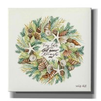 Epic Graffiti 'Get Your Beach On Shell Wreath' by Cindy Jacobs, Canvas Wall Art, 12"x12"