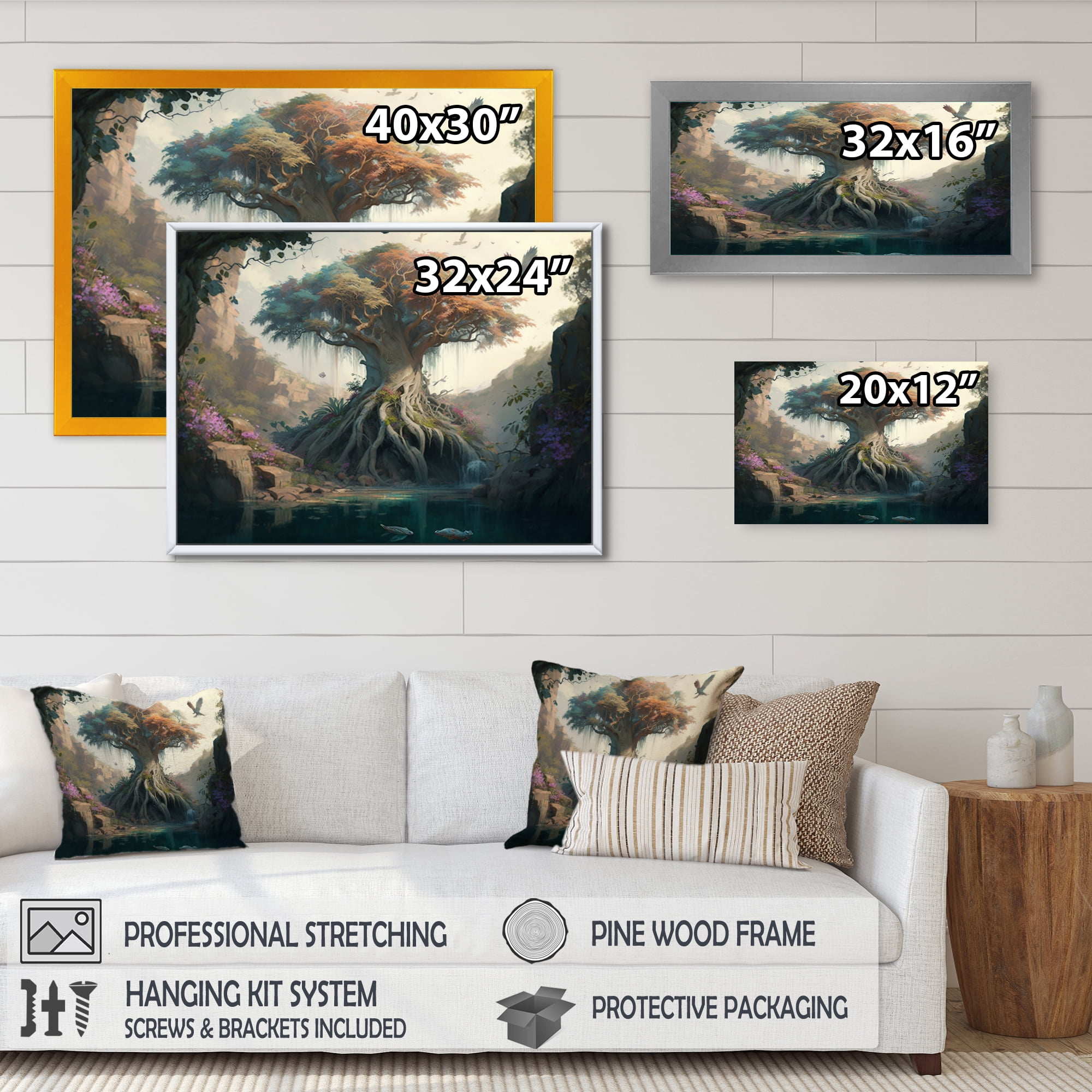 Designart Tree At The Center Of Jungle Paradise II Canvas Wall Art
