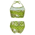 thumbnail image 2 of TiaoBug Girls 2 Pcs Mermaid Bikini Sets Shiny Halter Ruffles Crop Top with Triangle Brief Bathing Suit Tankini Green A 140, 2 of 5