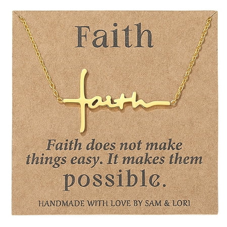 SAM & LORI Gold Cross Necklace for Women Faith Christian Baptism Gifts Catholic Religious Spiritual Jewelry Cute Sideways Choker Confirmation Christmas Stocking Stuffers Valentines Day Easter Basket