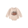 thumbnail image 2 of Yunliwuli Baby Boys Rugby Print Romper Round Neck Long Sleeve Back Letter Print Toddler Jumpsuit for Spring Fall, 2 of 10