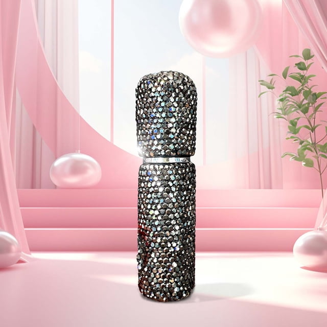 FSTDelivery Portable 10ml Perfume Spray Bottle Sample Vials, Shiny Rhinestone Cosmetic Bottle Mini Perfume Spray Dispensers, Vials Refillable Sprayer Makeup Tool for Travel Carrying, Black