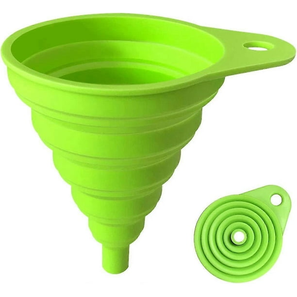 Embudo plegable de silicona, embudo plegable para utensilios de cocina para transferencia de líquidos en botellas de agua de grado alimenticio.
