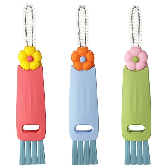 LOLIPPYY Cup Lid Cleaning Brush 3Pcs Assorted Color Plastic PP Long Handle Design for Home and Travel Use