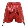 thumbnail image 6 of ZRBYWB Womens Shorts Women Sexy Fashion High Waist Drawstring Shorts Performance Dress Pu Solid Color Hot Pants Relaxed Fit, 6 of 6