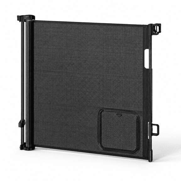 Retractable Gates With Door 55" Wide Dog Gate Pet Outdoor For Dogs Cat Doorways