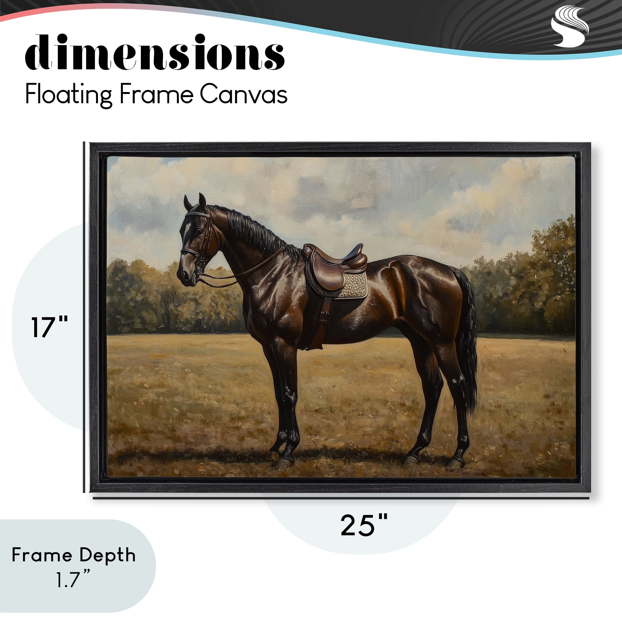 Stupell Industries Dark Brown Pony Portrait Black Framed Floater Canvas Wall Art, design by Petal Prints Design
