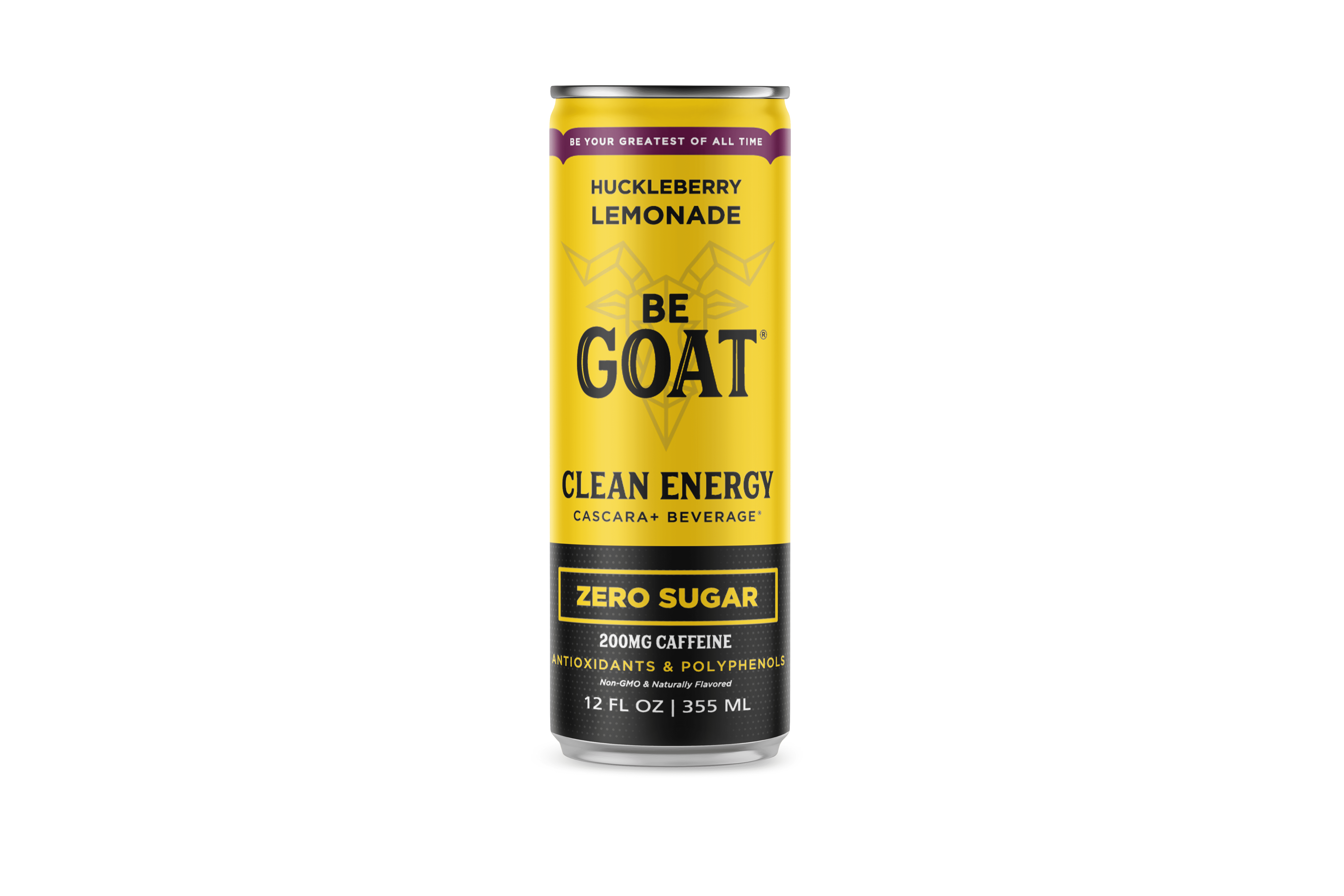 BeGOAT Huckleberry Lemonade Zero Sugar Clean Energy Drink, 12 oz can (12 Pack)