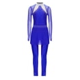 thumbnail image 3 of dPois Combinaison de Danse Intégrale pour Filles avec Strass Manches Longues Patinage Combinaison Extensible Bleu 14, 3 of 7
