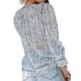 thumbnail image 3 of Jumpingount Blusa de mujer con cuello en V con cordones en la parte de manga larga casual camisa suelta Prendas para la parte del cuerpo Azul blanco L Jumpingount AP003442-23, 3 of 6
