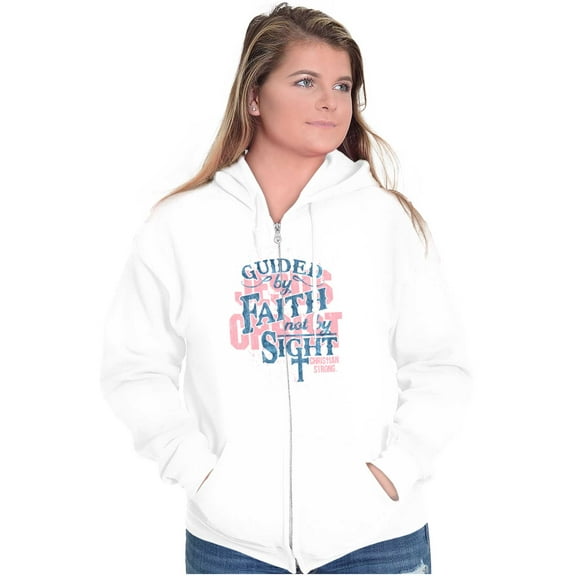Guided By Faith And Not By Sight Zip Hoodie Sweatshirt Women Brisco Brands S