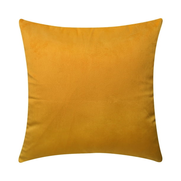 Inteprter Funda de almohada cuadrada de terciopelo con funda de almohada de color sólido para decoración de sofá Decoración del hogar naranja amarillo Inteprter HA003042-10