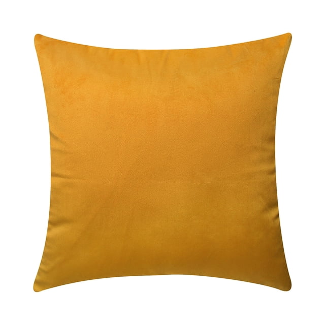 Funda de almohada cuadrada de terciopelo con forma de almohada, funda de almohada decorativa para sofá de color sólido, amarillo anaranjado sidaley HA003042-10
