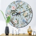 thumbnail image 1 of Designart "Bird in Minimalist Floral Setting I" Floral Oversized Wall Clock, 1 of 6
