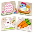 thumbnail image 1 of Rompecabezas de madera Anditoy Easter, paquete de 4 para niños pequeños, 1 of 6