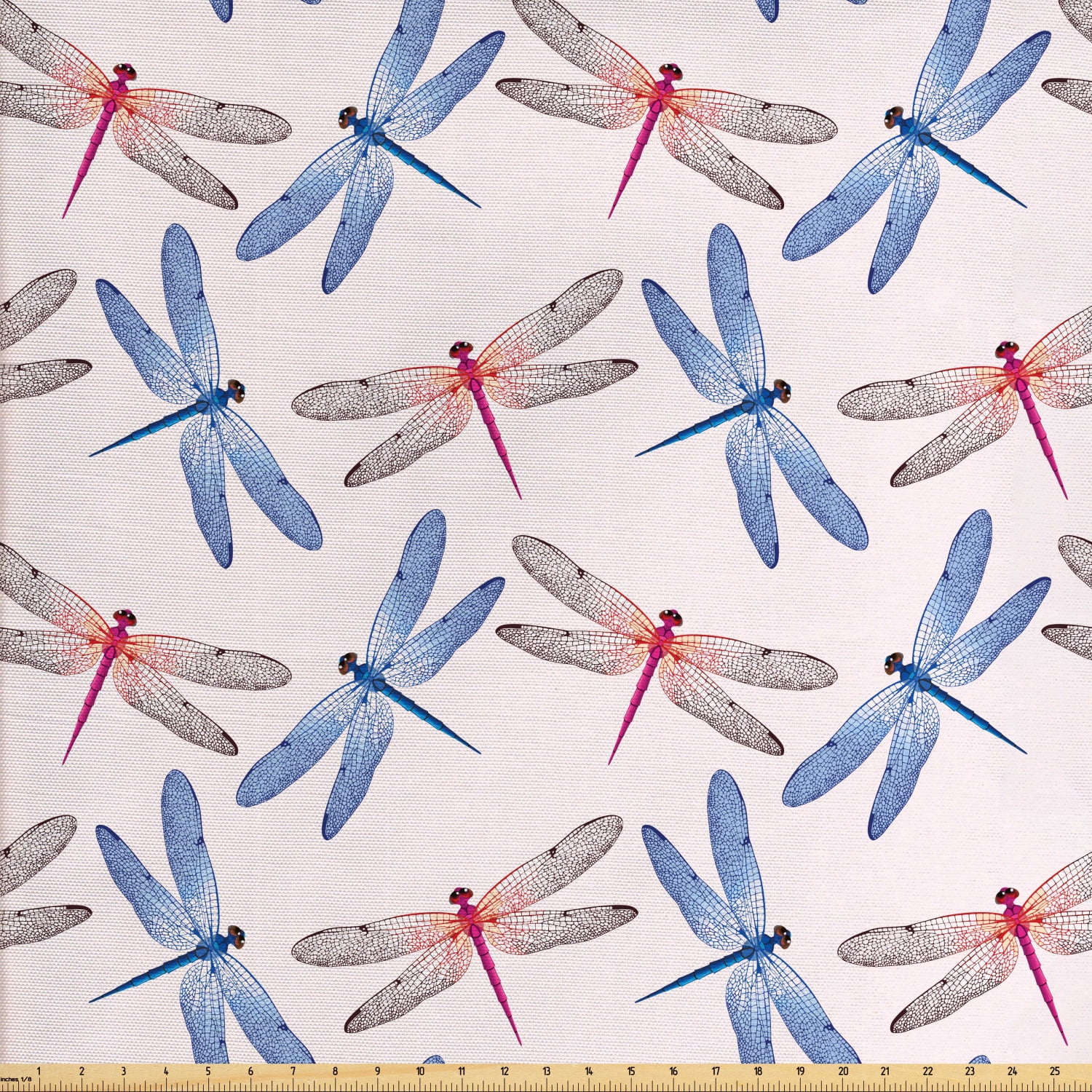 Dragonfly Fabric by The Yard, Dragonfly Forms High Detailed Ornate