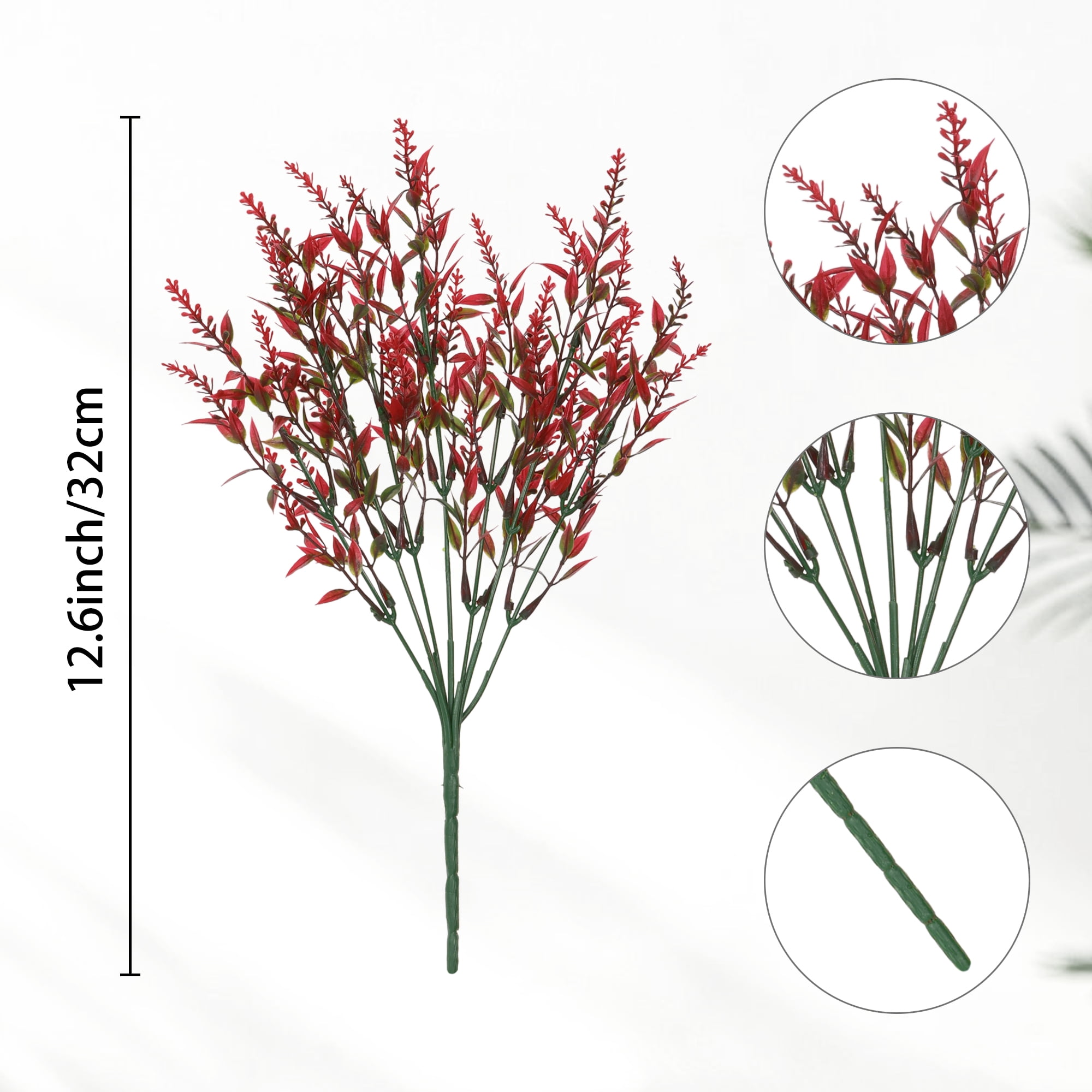 Unique Bargains 8Pcs Artificial Lavender Bundle Fake Flowers Indoor Outdoor Decor Red