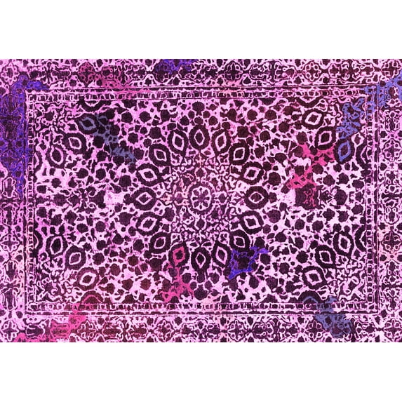 Ahgly Company Indoor Rectangle Abstract Pink Modern Area Rugs, 2' x 5'