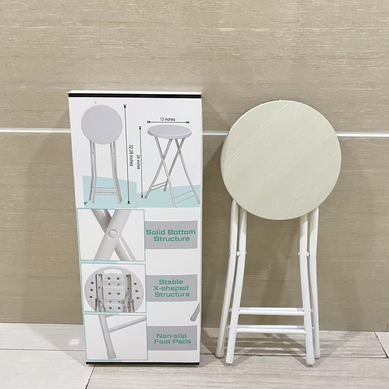 Styecofur Furniture of metal,24 Inch Tall Metal Folding Chair Portable Metal Stool Chair Heavy Duty Metal Foldable Bar Stools (White)